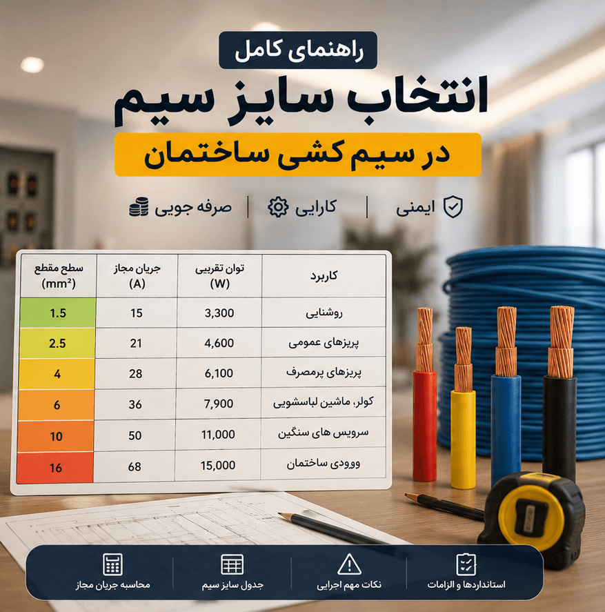 راهنمای انتخاب سایز سیم در سیمکشی ساختمان